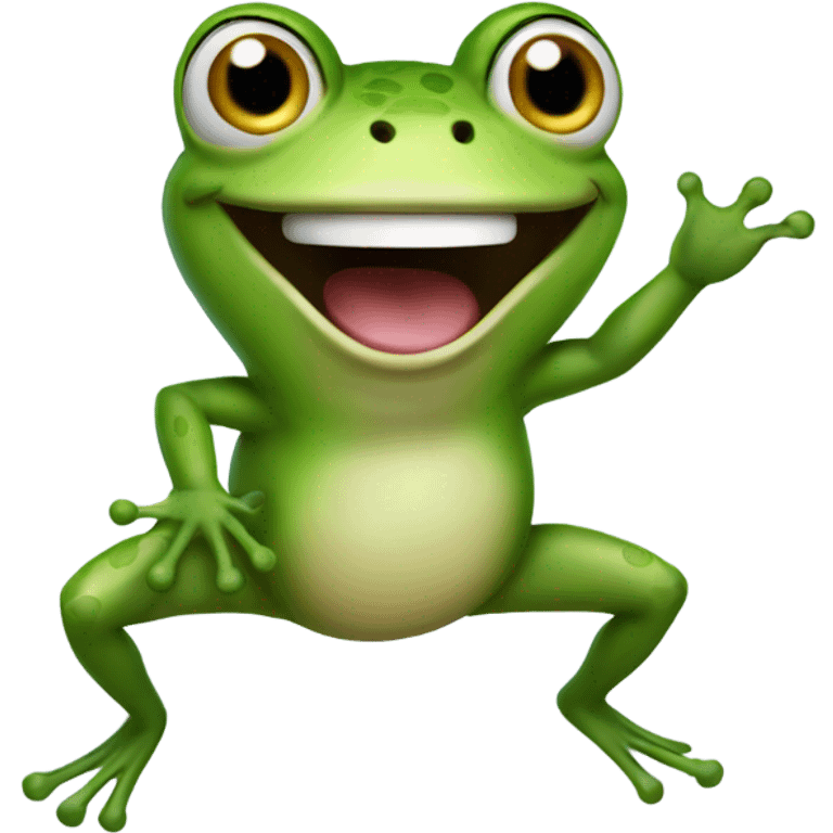 frog laughing out loud and jumping  emoji