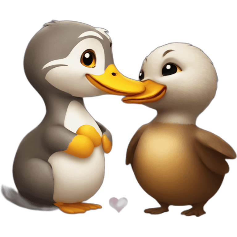 Otter and duck being in love emoji