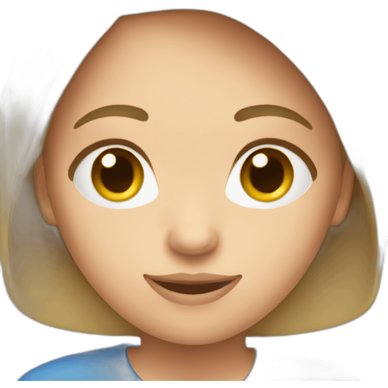 cute caucasian woman blue top emoji