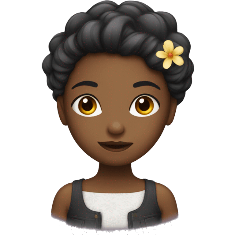 Fille noir avec fleur dans cheveux emoji