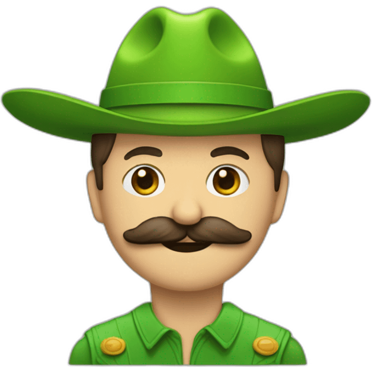 un verde con bigote y sombrero con manos y pies  emoji