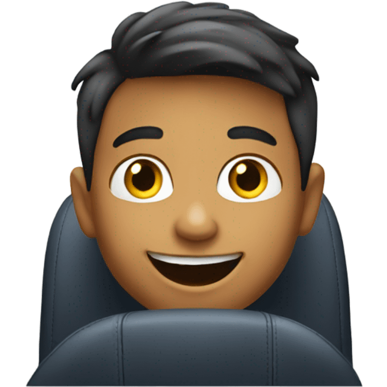 smiling boy in car interior emoji