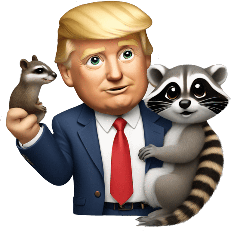 Donald trump holding a squirrel and raccoon  emoji