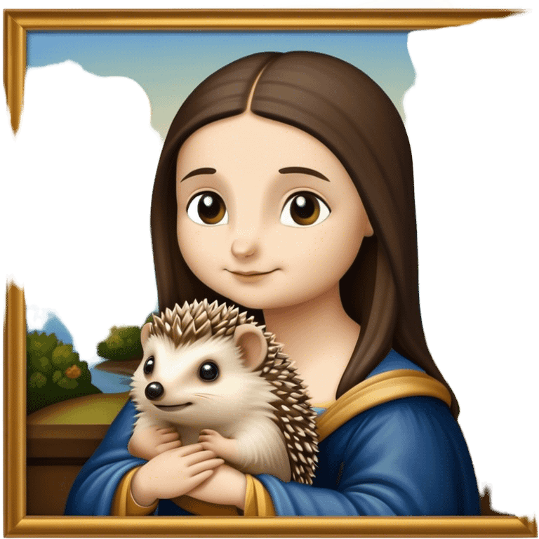 Hedgehog as Mona Lisa in a framed canvas  emoji