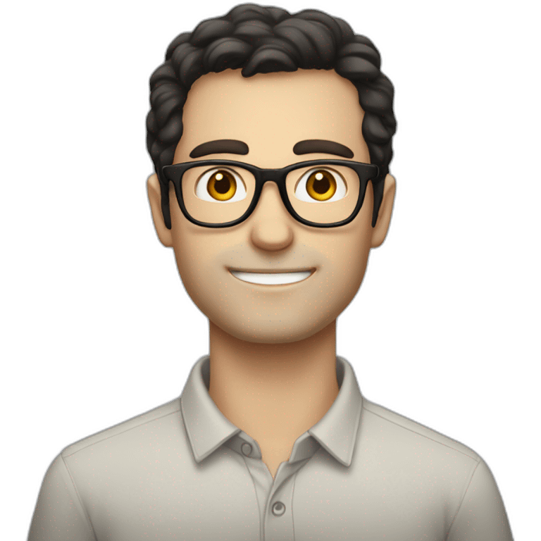 Tall white french guy with dark hair and glasses emoji