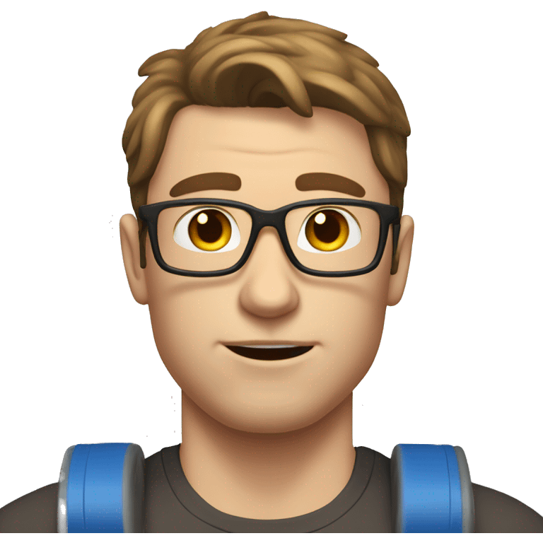 white nerd guy with brown hair going to gym emoji