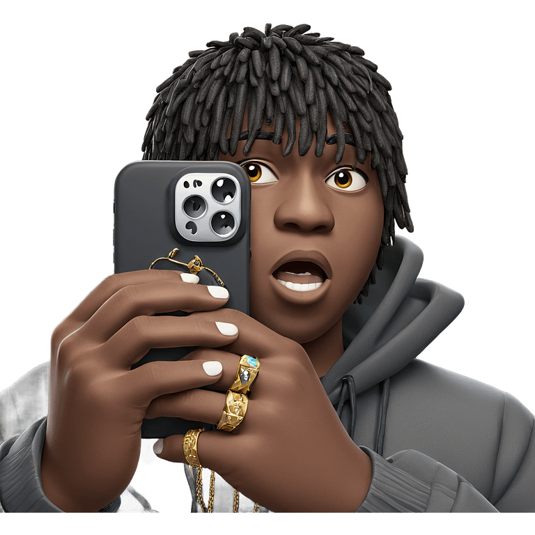 boy holding jewelry and phone emoji