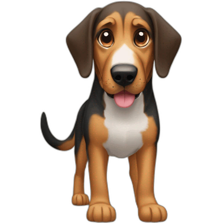 coonhound and German shepherd mix dog walking emoji