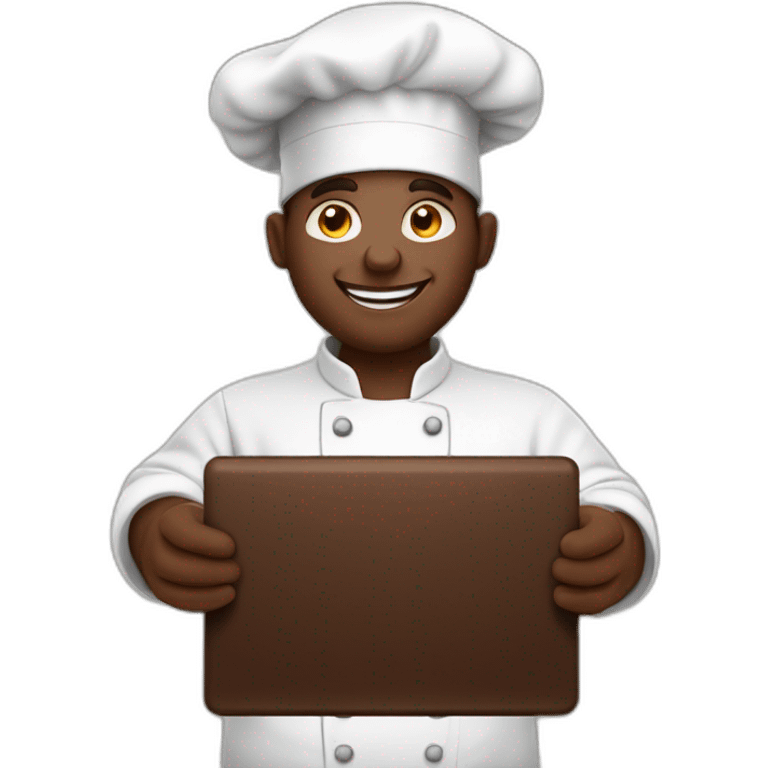 Chef chocolatier avec une tablette dans les mains emoji