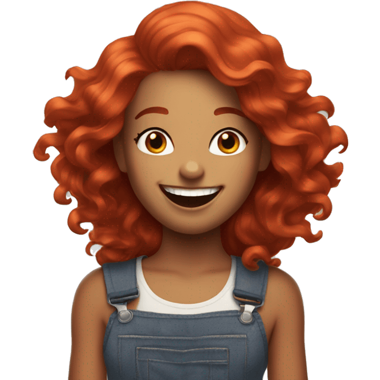 girl with long red hair styled on a dyson laughing emoji