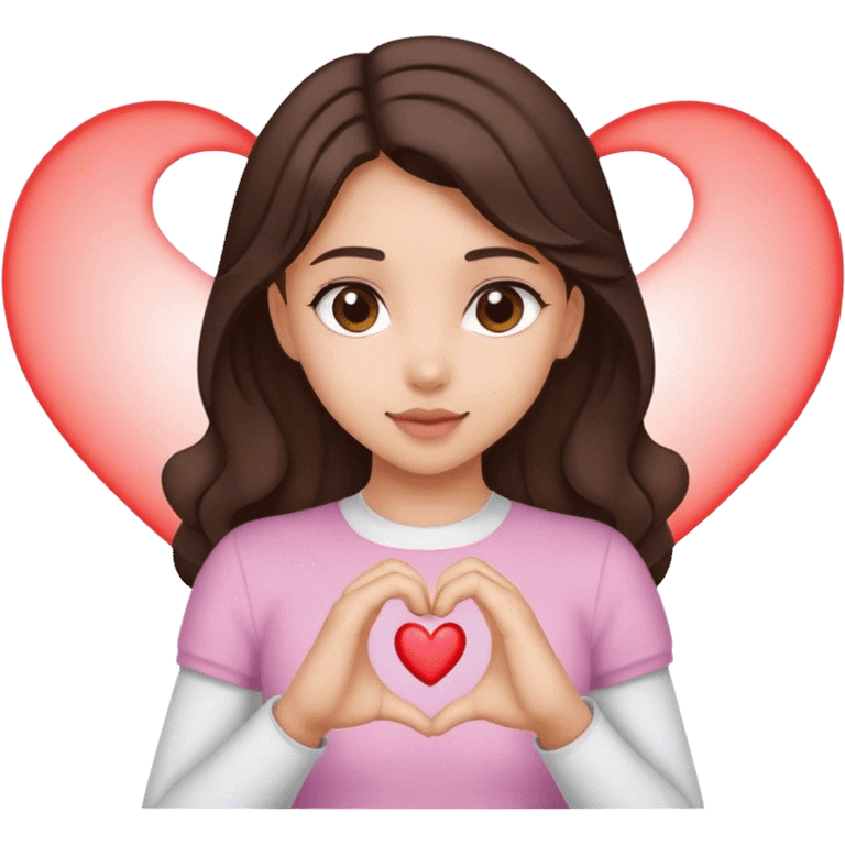 Secu Brunnete girl with two hands creating a heart shape emoji