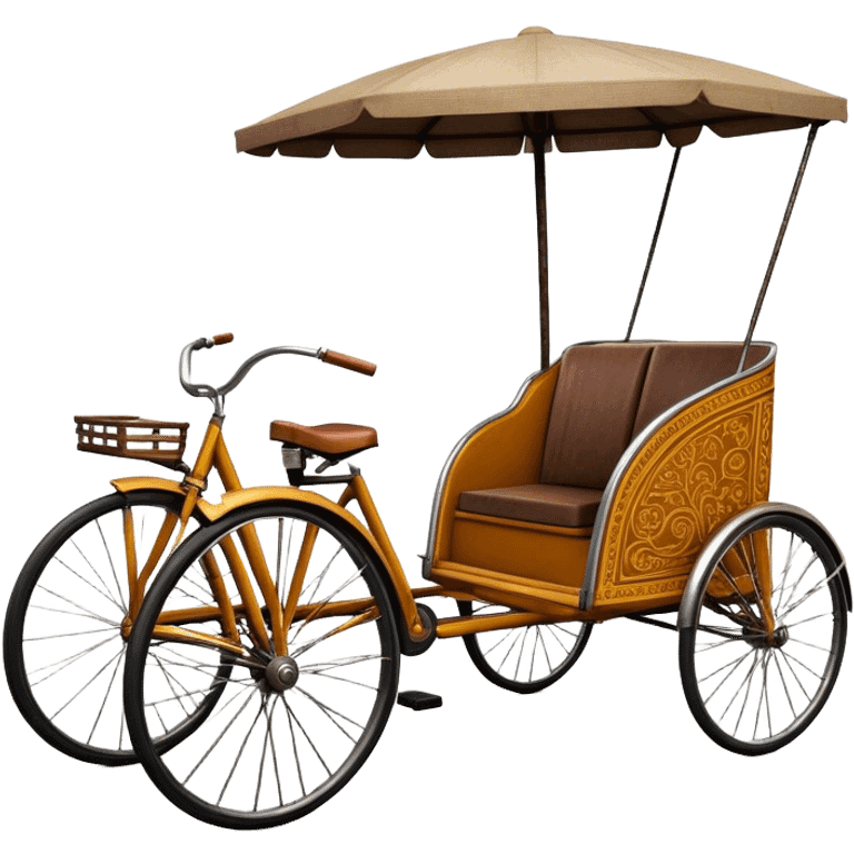 ​Cinematic Realistic Cyclo Rickshaw, depicted as a classic manually operated tricycle-style rickshaw with a simple, rustic design and intricate details, rendered with realistic textures and natural urban lighting that captures its cultural charm and timeless functionality, emoji