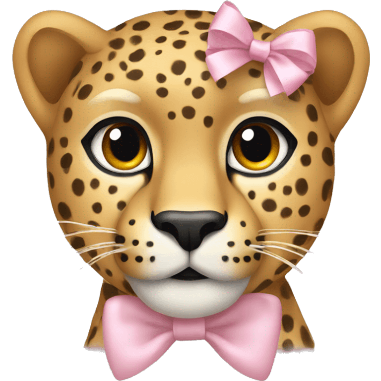 Cheetah with light pink bow emoji