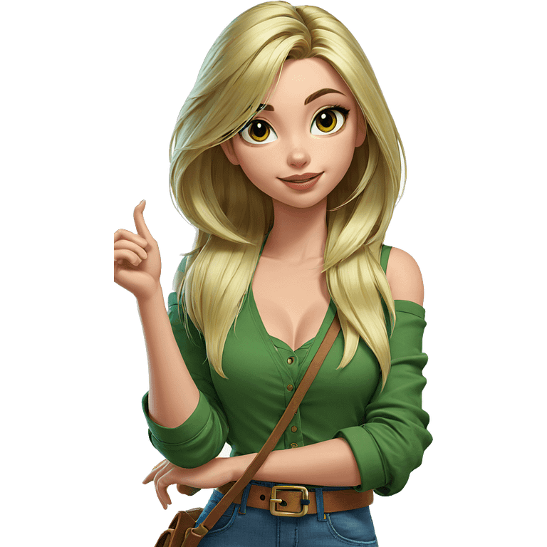 blonde girl in green shirt emoji