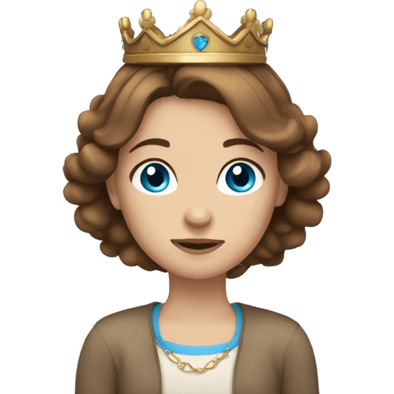 cozy girl with brown hair blue eyes and crown emoji