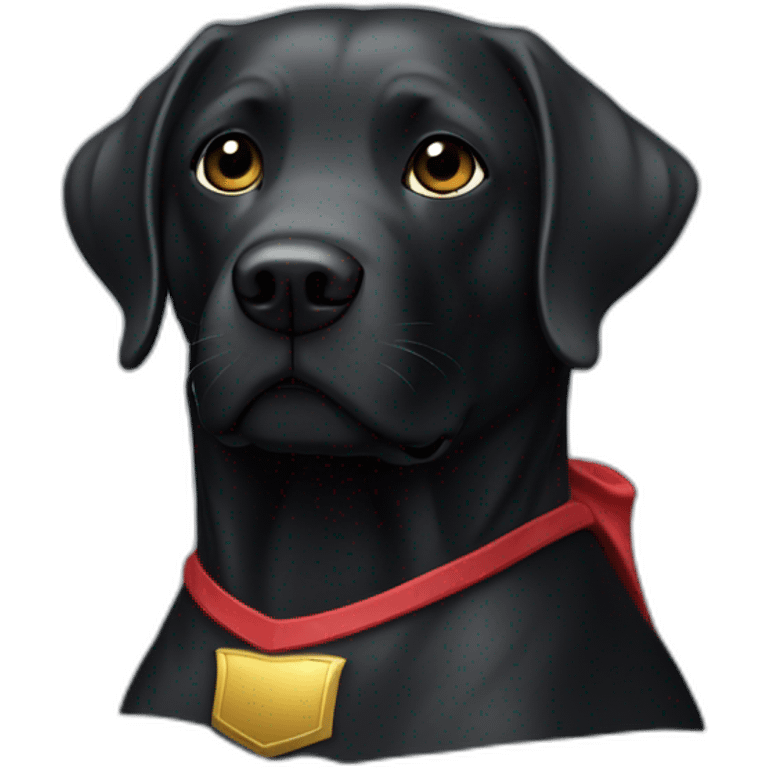 Labrador couleur noir en super hero avec la cape emoji