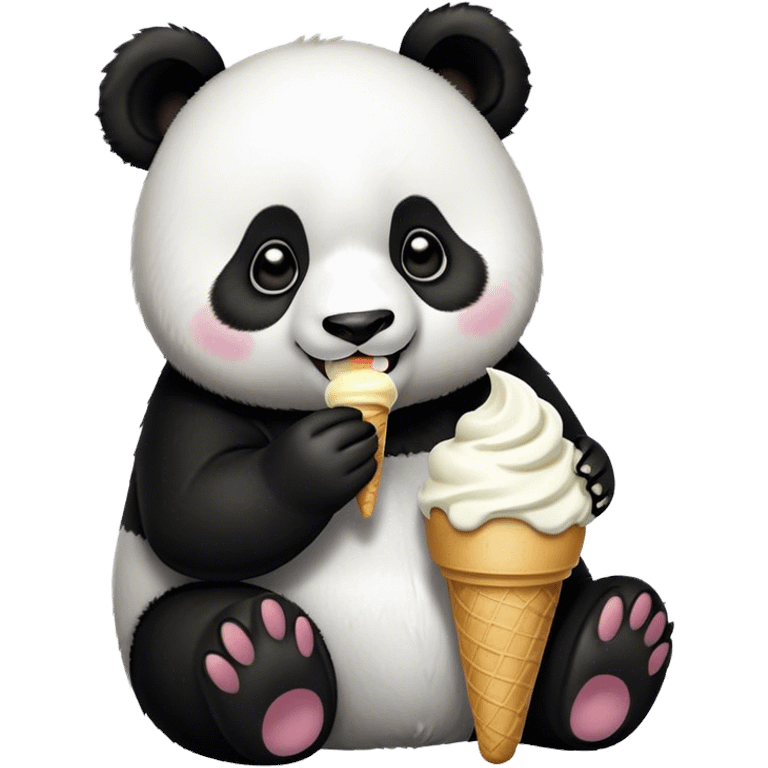 Panda eating ice cream emoji