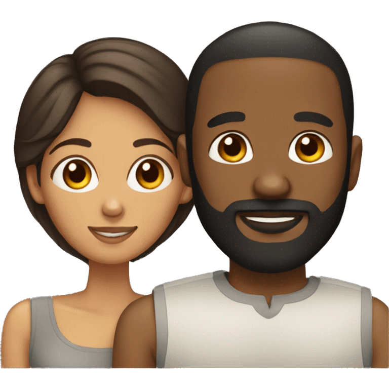 Couple black man with beard and mixed race woman emoji