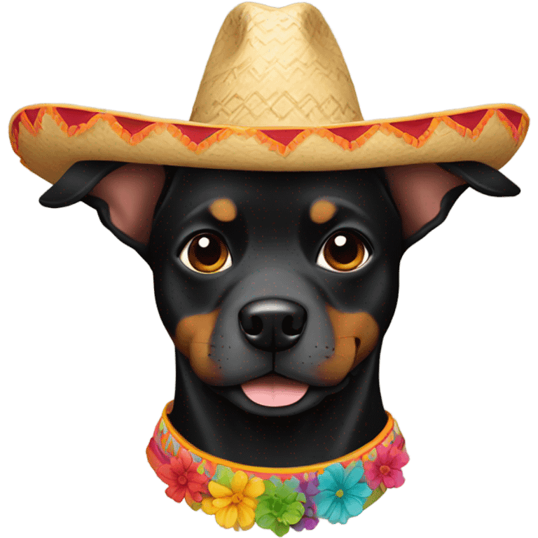 Black dog with a sombrero emoji