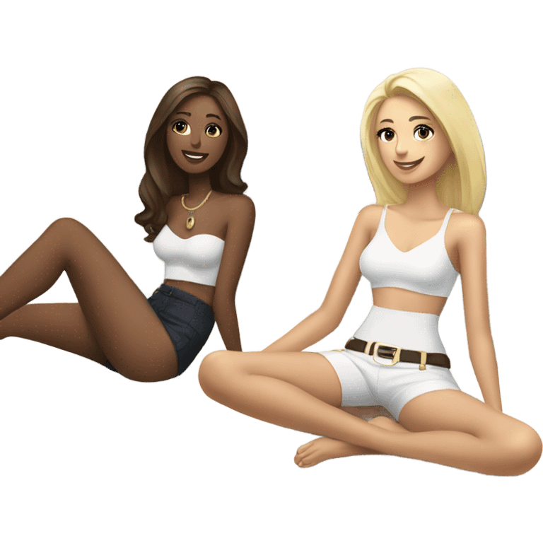 Brunette ang blonde girls on a yacht  emoji