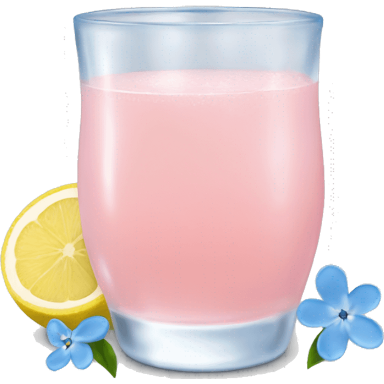 Ice pink lemon juice with blue small flowers  emoji