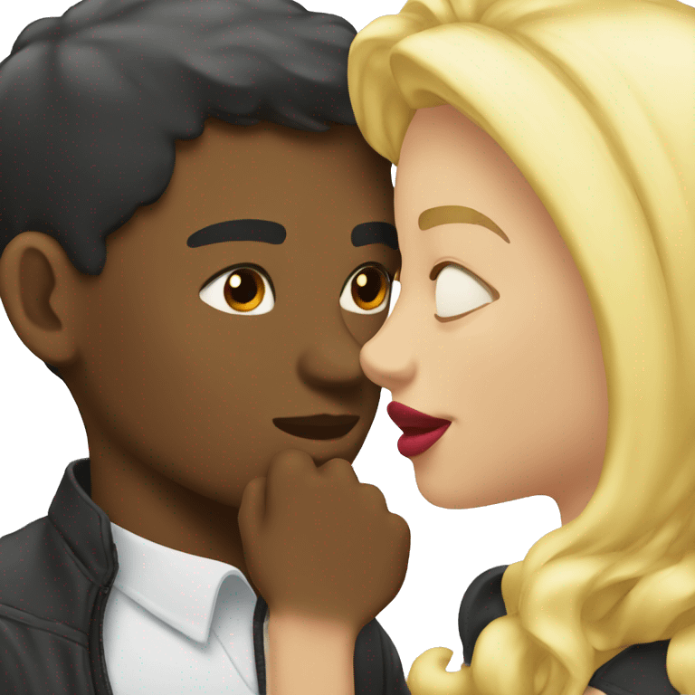 a blonde guy and a black guy kissing emoji