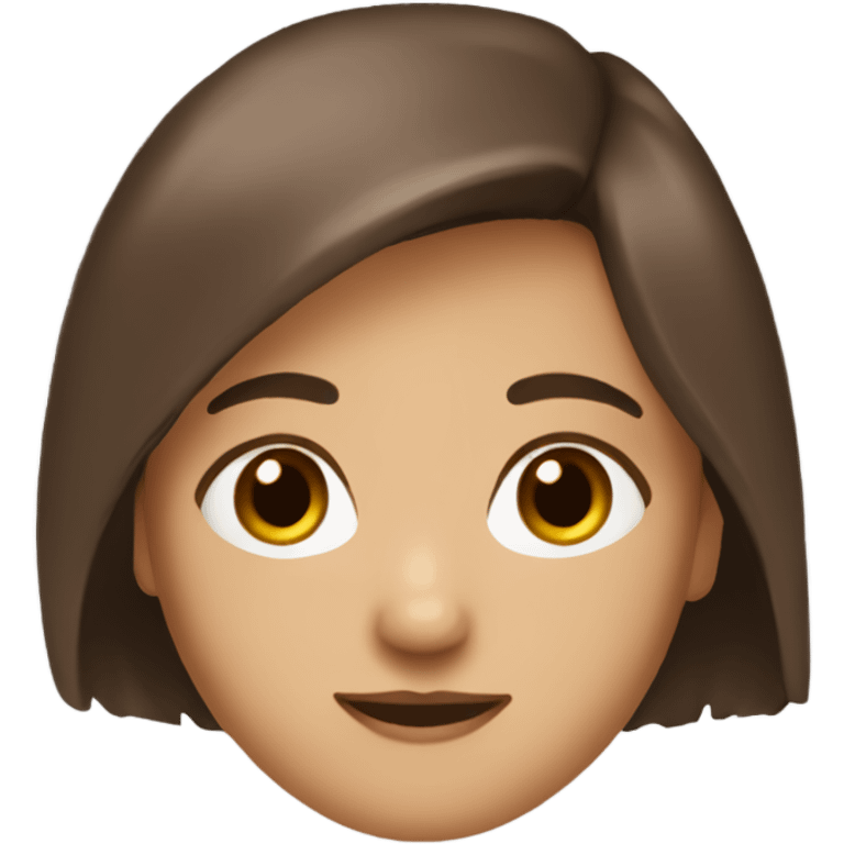 Short, brown-haired girl with brown eyes, freackles and tanish emoji