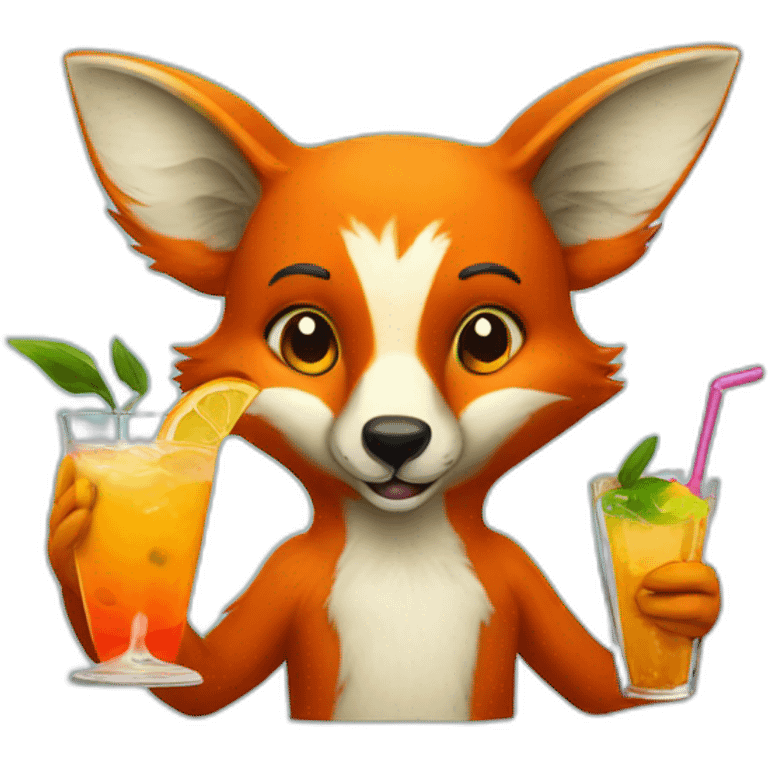 Fox and koala drinking cocktail emoji