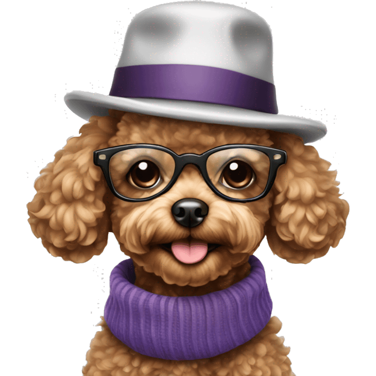 toy poodle with hat and glasses emoji