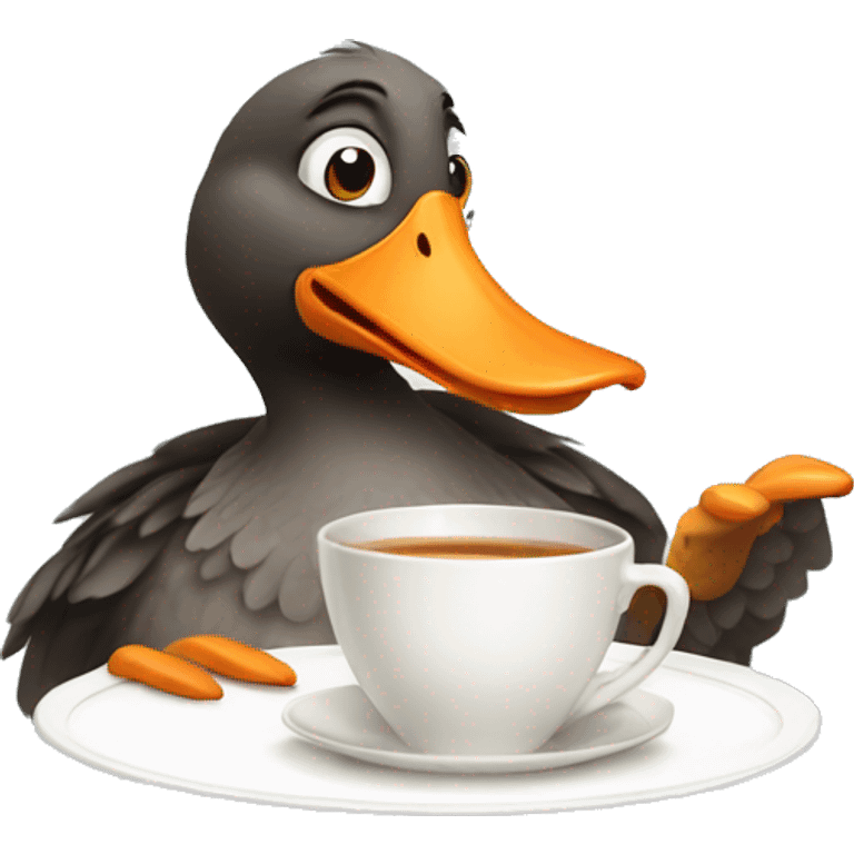 Silly goose drinking tea emoji