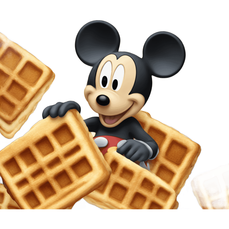 Happy Mickey Mouse eating delicious waffles  emoji