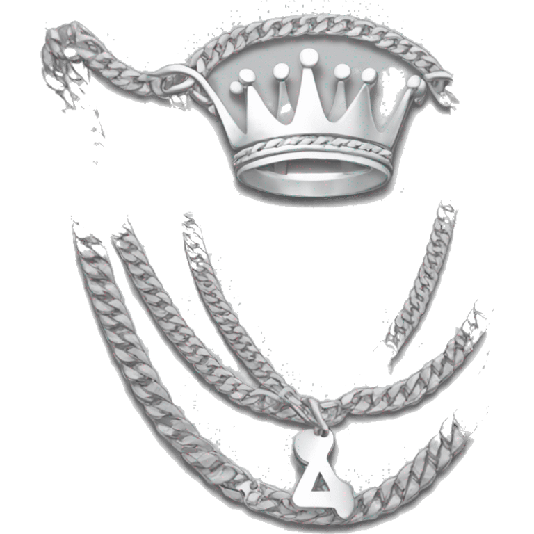 Silver Cuban link chain with handicap symbol with crown emoji