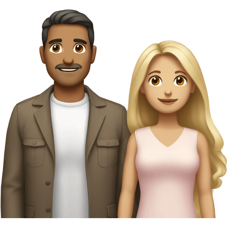 Puerto rican beard short brown hair  husband with blond long hair wife and brown long hair daughter Family  emoji