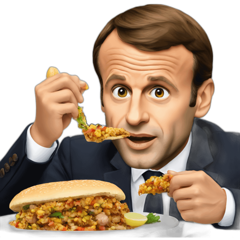 Emmanuel Macron eating a Kebbab emoji