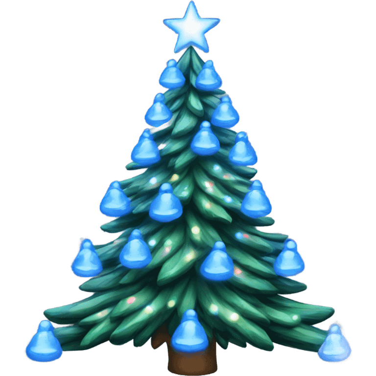 christmas tree with blue and white lights  emoji