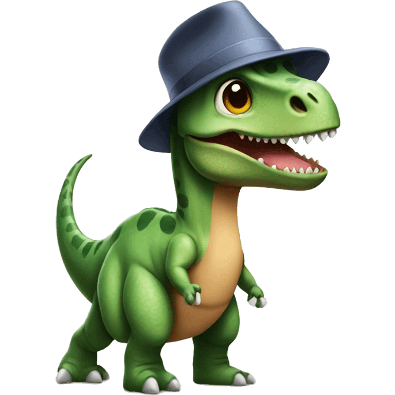 Dinosaur wearing a hat emoji