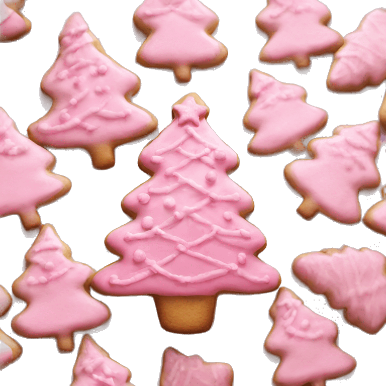 Pink Christmas tree cookie￼ emoji