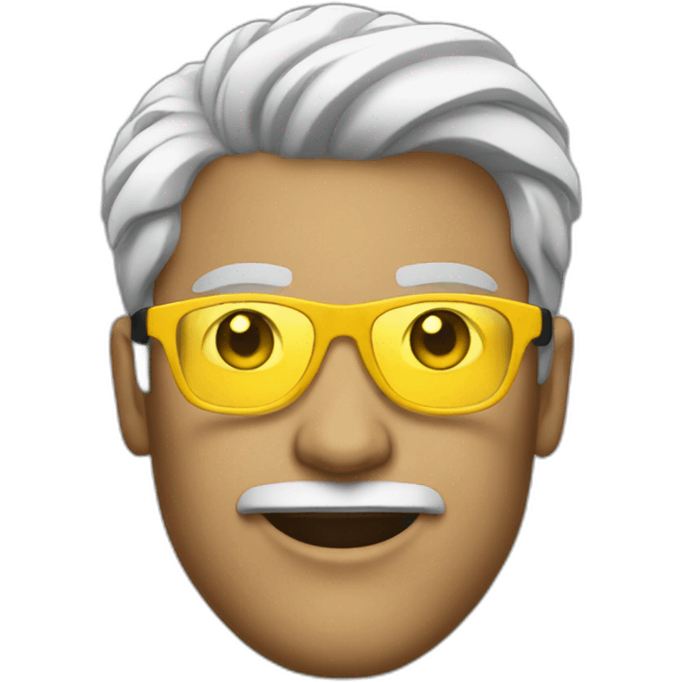 WHITE entrepreneur with yellow tinted glasses and combed black hair  emoji