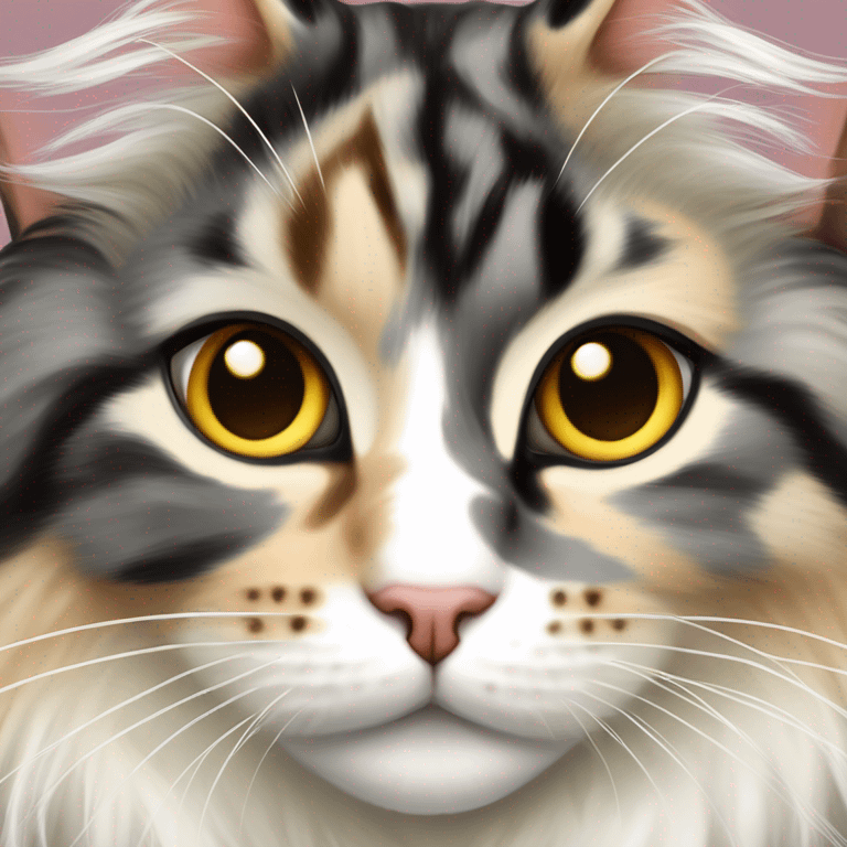 Maine coon dilute Calico half face color emoji