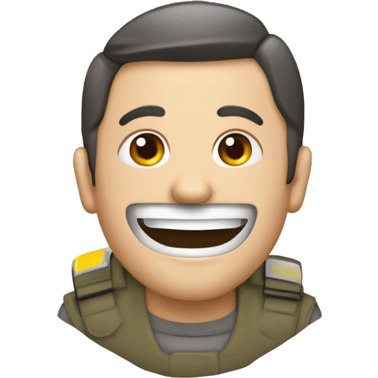 Cara de inseguridad fingiendo felicidad no disimuladamente  emoji