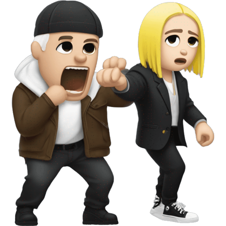 billie eilish fighting a mafia boss while yodeling emoji