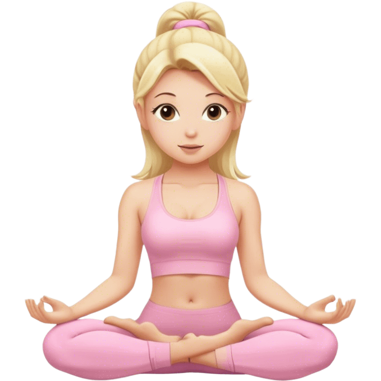 blonde yoga girl light pink clothes n emoji