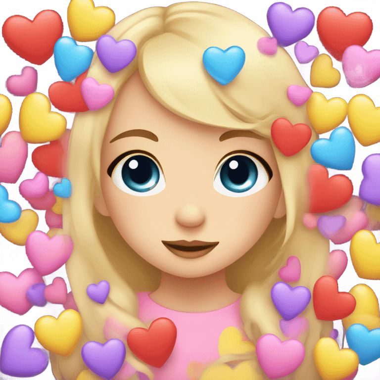 Girl face with Many hearts around face  kawaii style  emoji