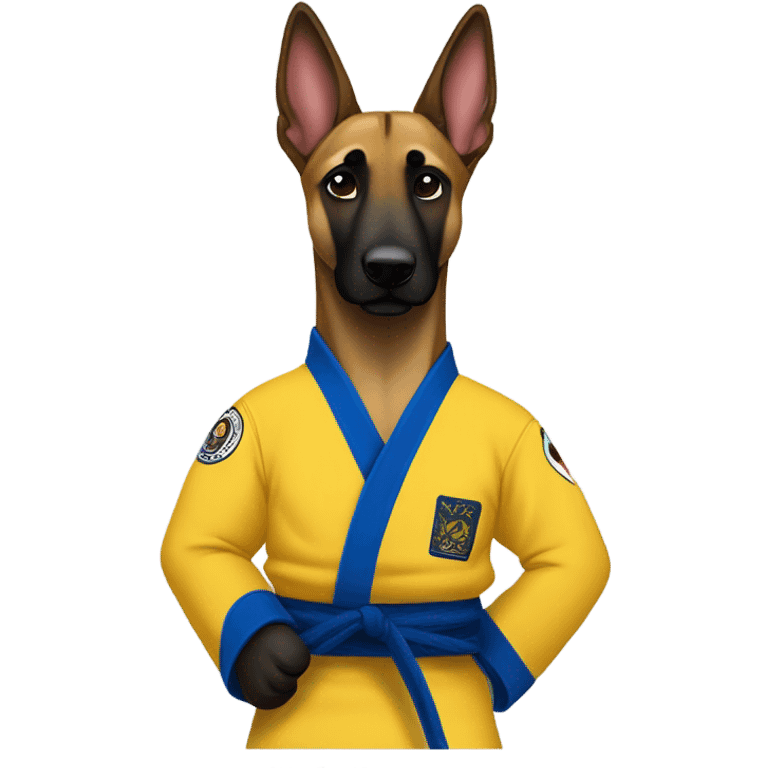 Belgian malinois wearing jiujitsu gi emoji