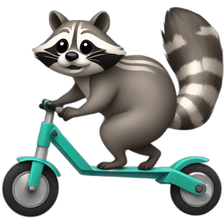 Raccoon on trottinette emoji