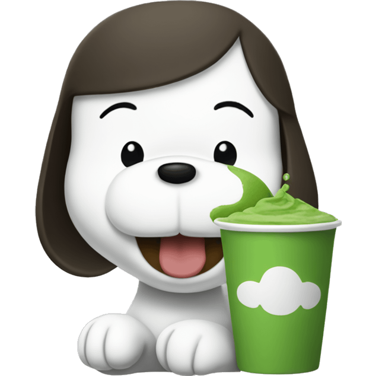 Snoopy drinking matcha emoji