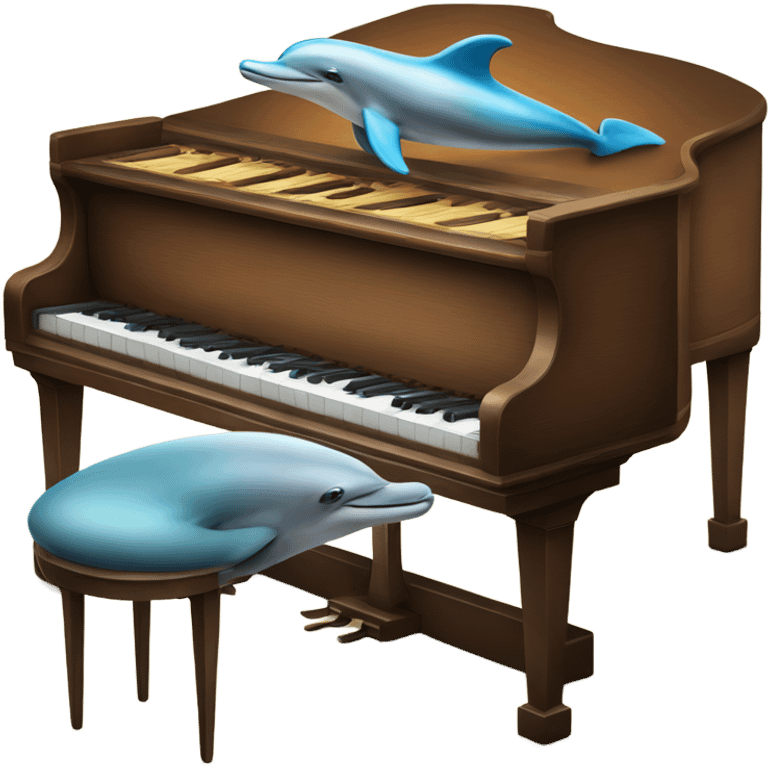 Dolphin playing the piano emoji