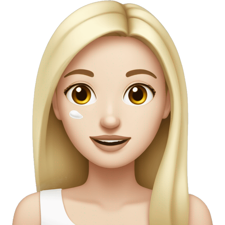 White girl upplying skin care emoji