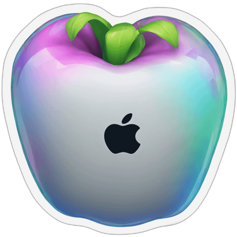 3d macbook inside a bubble sticker emoji