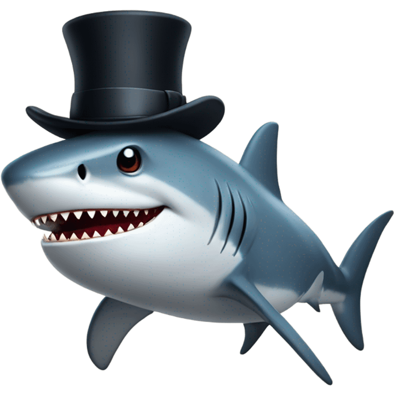 Shark with a top hat emoji